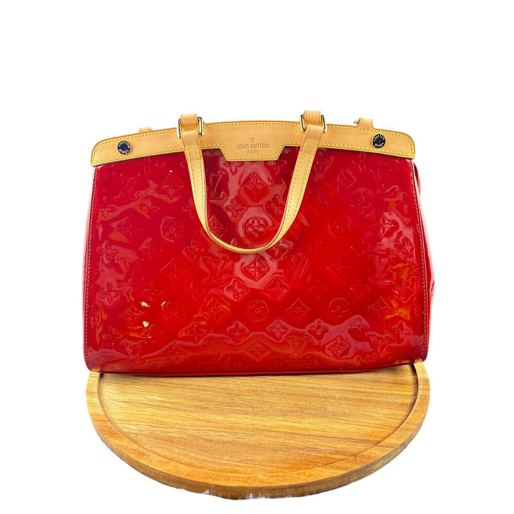 100% Authentic Louis Vuitton VERNIS RED shoulder bag+LV Monogram Vernis Wallet